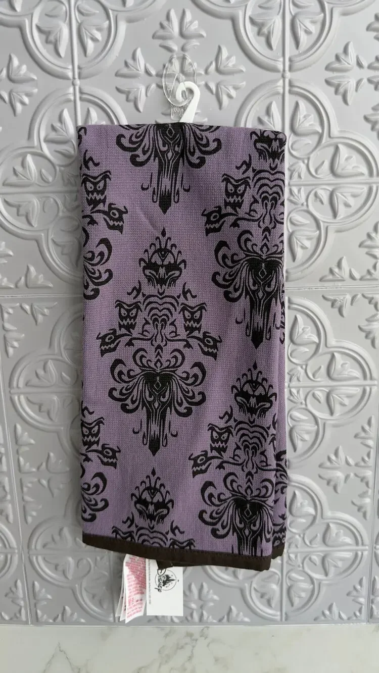 Official Disney Parks Haunted Mansion Wallpaper Kitchen Towel Purple NEW